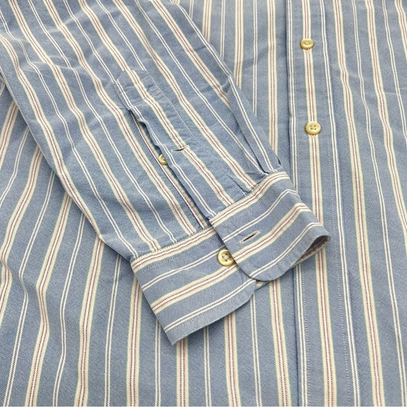 Polo by Ralph Lauren Men's Flesh Pony Blue, White & Pink Striped Shirt Size XL - Picture 7 of 11